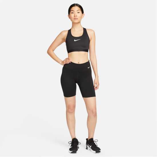 Nike Swoosh High Support Women's Non-Padded Adjustable Sports Bra Черно/Бяло 