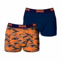 Lonsdale 2 Чифта Боксерки 2 Pack Trunk Mens Оранжево Камуфлаж Мъжко бельо