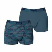 Lonsdale 2 Чифта Боксерки 2 Pack Trunk Mens Син Камуфлаж Мъжко бельо