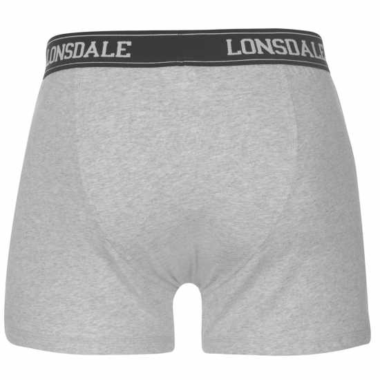 Lonsdale Мъжки Боксерки 2 Pack Boxers Mens Сиво Мъжко облекло за едри хора