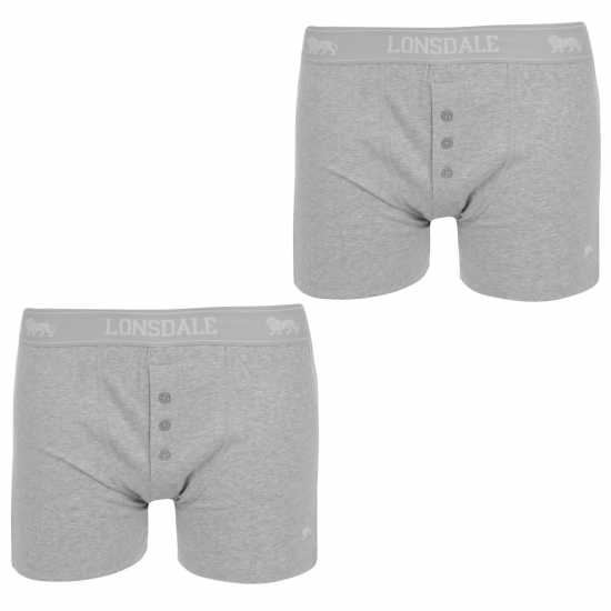 Lonsdale Мъжки Боксерки 2 Pack Boxers Mens Сив Каму Мъжко облекло за едри хора