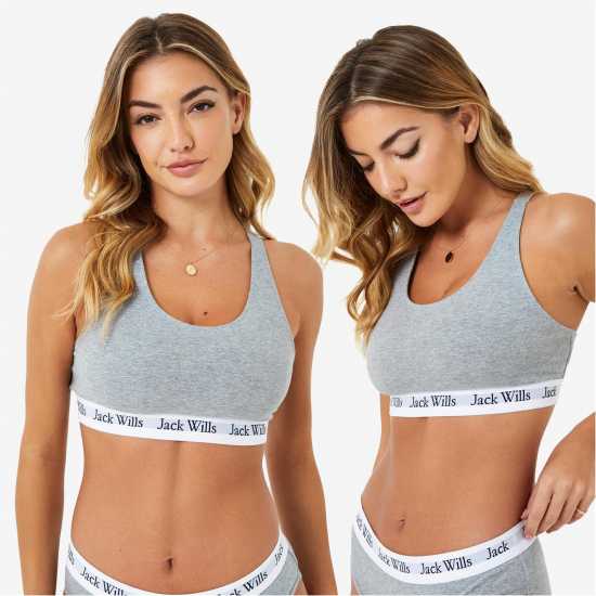 Jack Wills Dibsdall Multipack Bralette 2 Pack Сив марл Дамско бельо