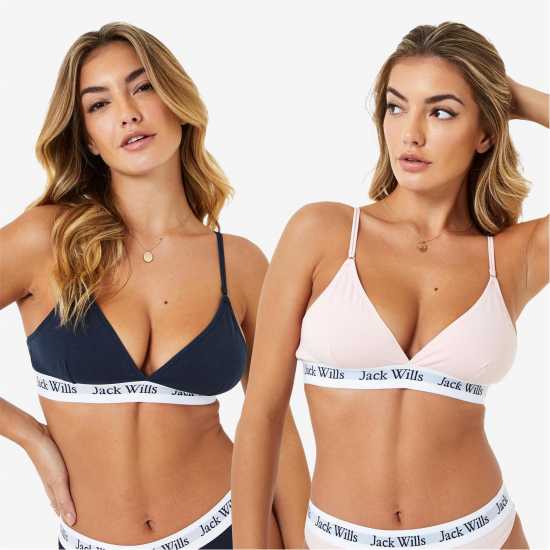 Jack Wills Biddstone Multipack Bralette 2 Pack Розово/Тъмно синьо Дамско бельо