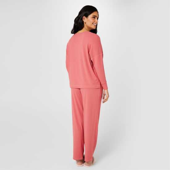 Biba Ribbed Jersey Pyjama Set Минерален червен Дамски пижами