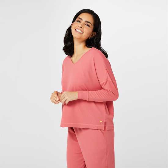 Biba Ribbed Jersey Pyjama Set Минерален червен Дамски пижами