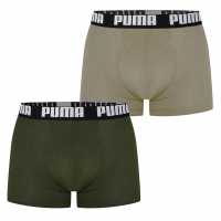 Puma Мъжки Боксерки 2 Pack Boxers Mens Тъмно зелено 