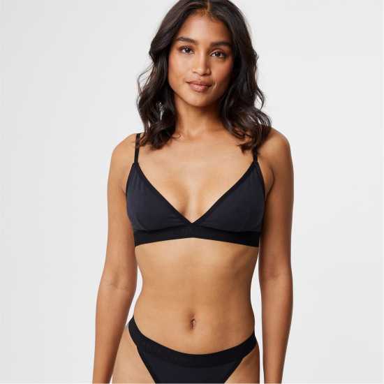 Jack Wills Soft Triangle Bralette Черно Дамско бельо