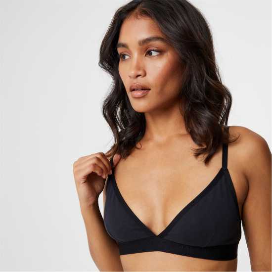 Jack Wills Soft Triangle Bralette Черно Дамско бельо