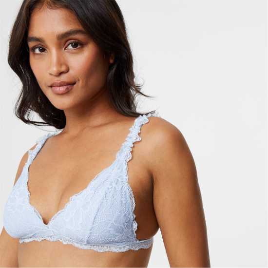 Jack Wills Lace Triangle Bralette Синьо Дамско бельо