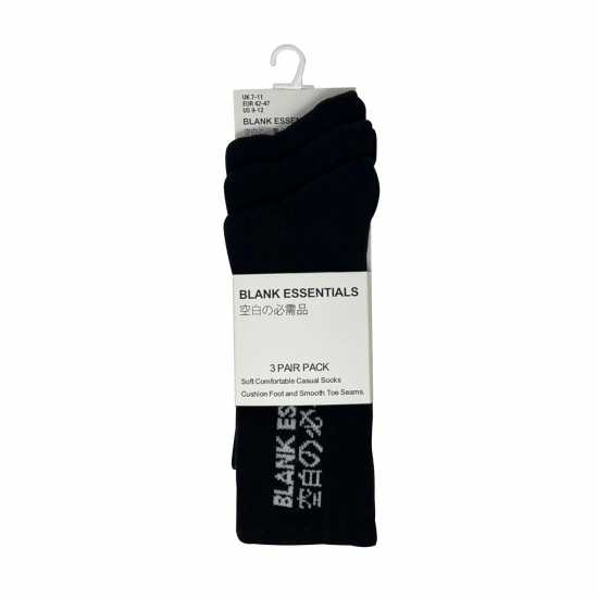 3 Чифта Чорапи Blank Essentials Essentials 3 Pack Socks Черно 