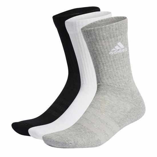 Adidas Cushioned Crew Socks 3 Pairs Gry/Blk/Wht Детски чорапи