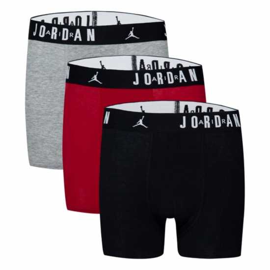 Air Jordan Cotton Core 3Pk Junior Boys Черно/Сиво/Червено Детско бельо