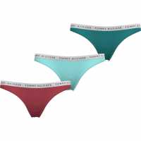 Tommy Hilfiger Tommy Bodywear 3 Pack Thong Briefs Womens Червено/Синьо/Зелено 