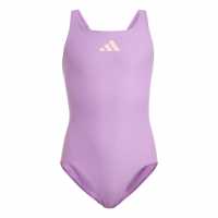 Adidas Solid Small Logo Swimsuit Преди лилаво/розово Детски бански и бикини