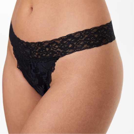 Jack Wills Daisy Thong Черно Дамско бельо