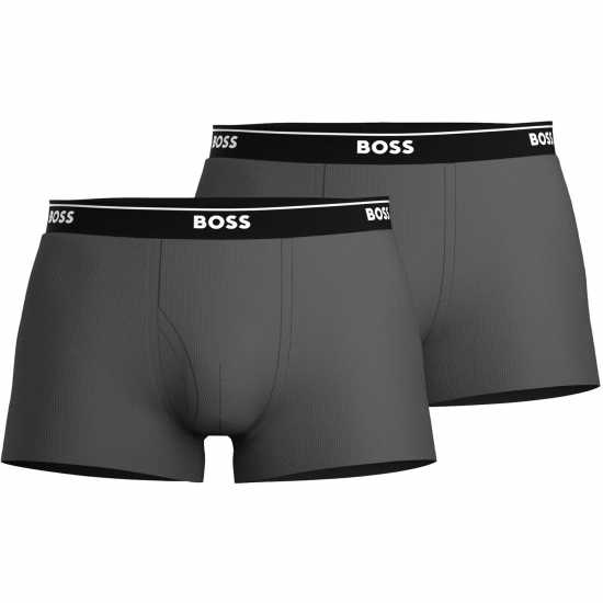 Hugo Boss Boss 2 Pack Logo Waistband Trunks Сиво 032 Мъжко бельо