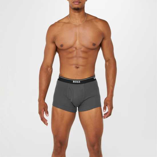 Hugo Boss Boss 2 Pack Logo Waistband Trunks Сиво 032 Мъжко бельо