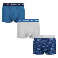 Reebok Мъжки Боксерки 3 Pack Logo Boxer Shorts Mens Сиво/Синьо 