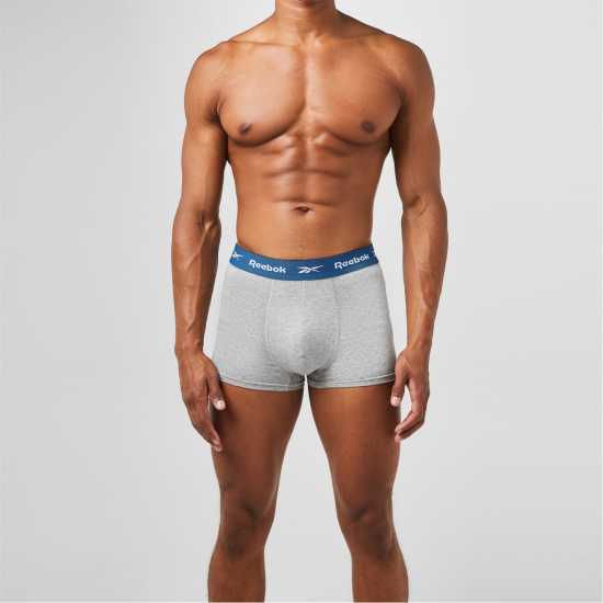 Reebok Мъжки Боксерки 3 Pack Logo Boxer Shorts Mens Сиво/Синьо 