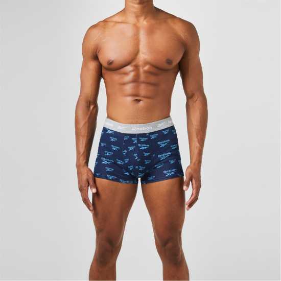 Reebok Мъжки Боксерки 3 Pack Logo Boxer Shorts Mens Сиво/Синьо 