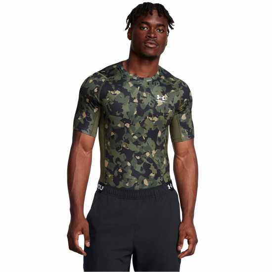 Under Armour Heatgear® Printed Short Sleeve Mens Морско зелено OD Мъжки долни дрехи