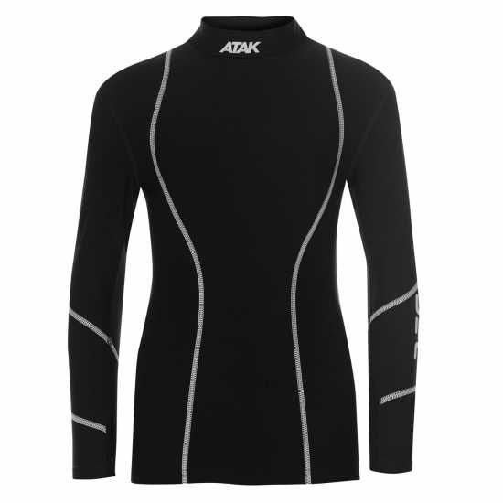 Детско Горнище Дълъг Ръкав Atak Sports Compression Long Sleeve Top Junior Черно Детски основен слой дрехи