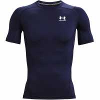 Under Armour Heatgear® Short Sleeve Mens Морско синьо/Бяло Мъжко облекло за едри хора