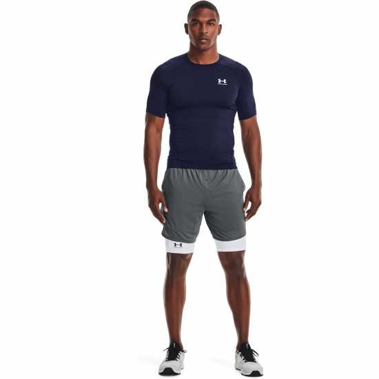 Under Armour Heatgear® Short Sleeve Mens Морско синьо/Бяло Мъжко облекло за едри хора