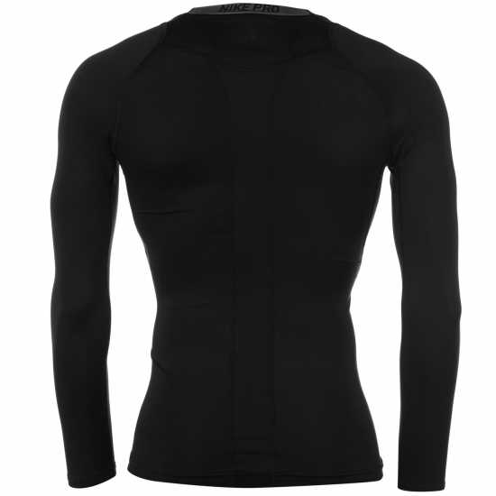 Nike Мъжка Блуза Pro Core Long Sleeve T Shirt Mens Черно Мъжки долни дрехи