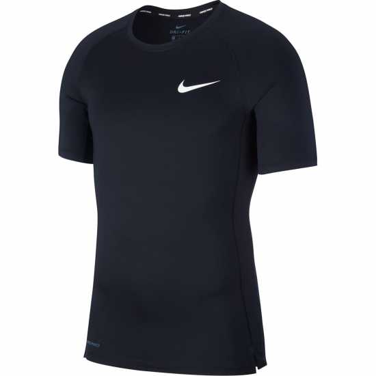 Nike Pro Men's Tight Fit Short-Sleeve Top Black/White Мъжки долни дрехи