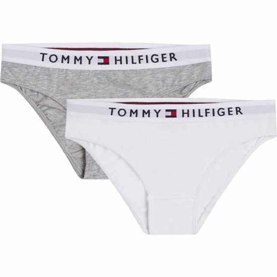 Tommy Hilfiger 2Pk Logo Brief Junior Girls Сиво/Бял 0UD 