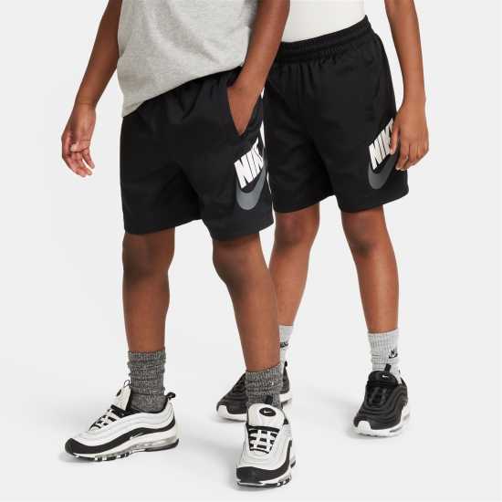 Nike Big Kids' Woven Shorts Черно/Бяло Детски къси панталони