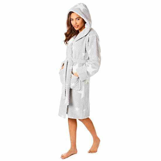 Light And Shade Supersoft Fleece Dressing Gown Robe Womens Сиво Дамски пижами