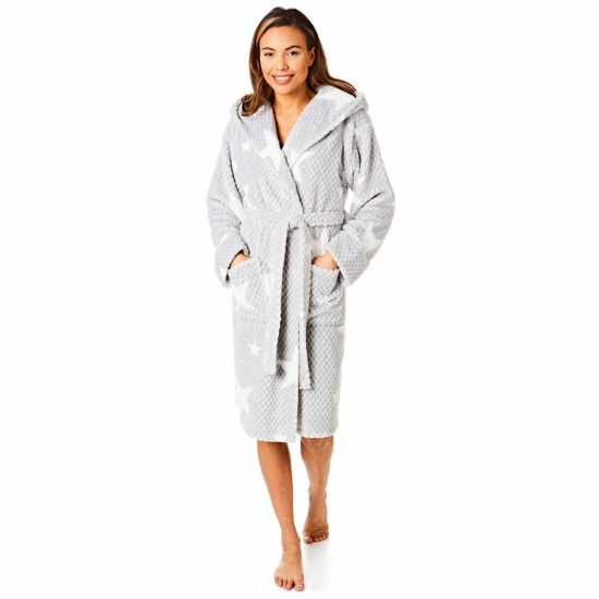 Light And Shade Supersoft Fleece Dressing Gown Robe Womens Сиво Дамски пижами