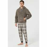 Howick Hooded Fleece Pyjama Set Кафяво/Натурален 