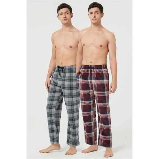 Howick 2 Pack Check Fleece Pyjama Bottoms  