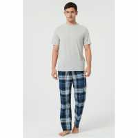 Howick Fleece Check Pyjama Set Сиво/Морско синьо 