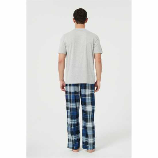 Howick Fleece Check Pyjama Set Сиво/Морско синьо 