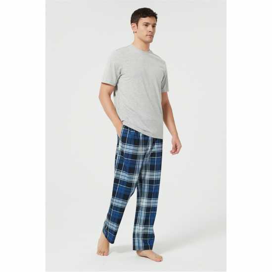 Howick Fleece Check Pyjama Set Сиво/Морско синьо 