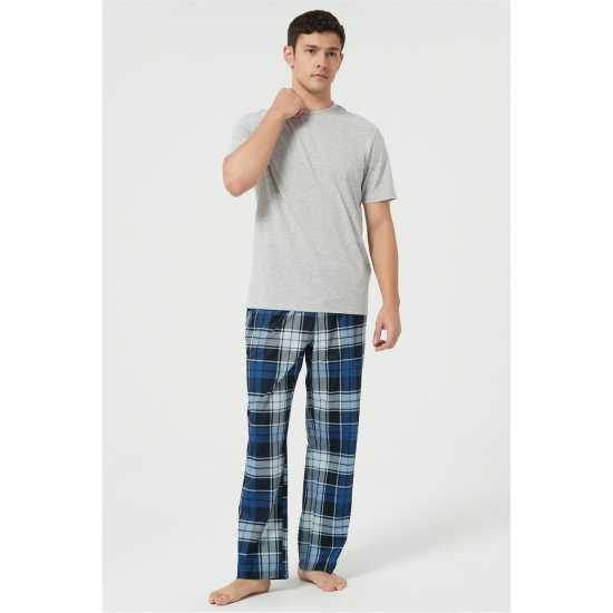 Howick Fleece Check Pyjama Set Сиво/Морско синьо 