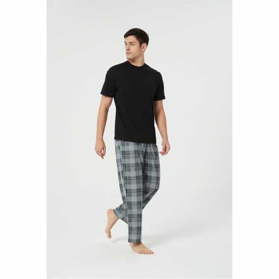 Howick Fleece Check Pyjama Set Черно/Сиво 