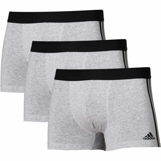 Adidas Active Flex Cotton 3 Stripe Boxer Mens Сиво пухкаво Мъжко облекло за едри хора