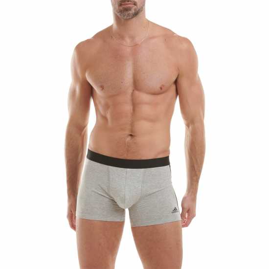 Adidas Active Flex Cotton 3 Stripe Boxer Mens Сиво пухкаво Мъжко облекло за едри хора