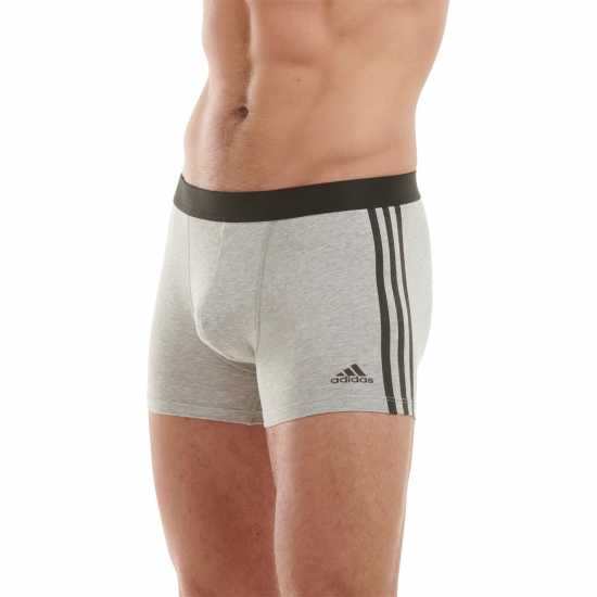 Adidas Active Flex Cotton 3 Stripe Boxer Mens Сиво пухкаво Мъжко облекло за едри хора