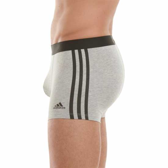 Adidas Active Flex Cotton 3 Stripe Boxer Mens Сиво пухкаво Мъжко облекло за едри хора