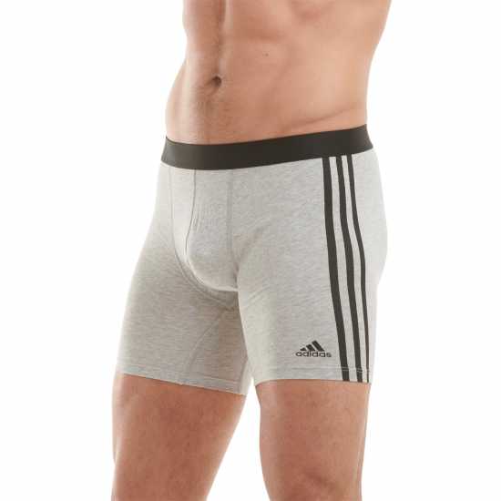 Adidas Active Flex Cotton 3 Stripe Boxer Brief 3 Pack Сиво пухкаво Мъжко облекло за едри хора