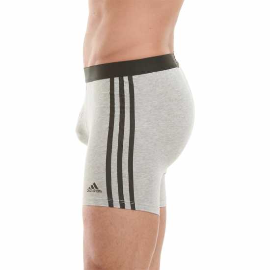 Adidas Active Flex Cotton 3 Stripe Boxer Brief 3 Pack Сиво пухкаво Мъжко облекло за едри хора