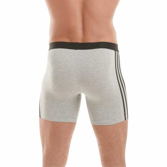 Adidas Active Flex Cotton 3 Stripe Boxer Brief 3 Pack Сиво пухкаво Мъжко облекло за едри хора