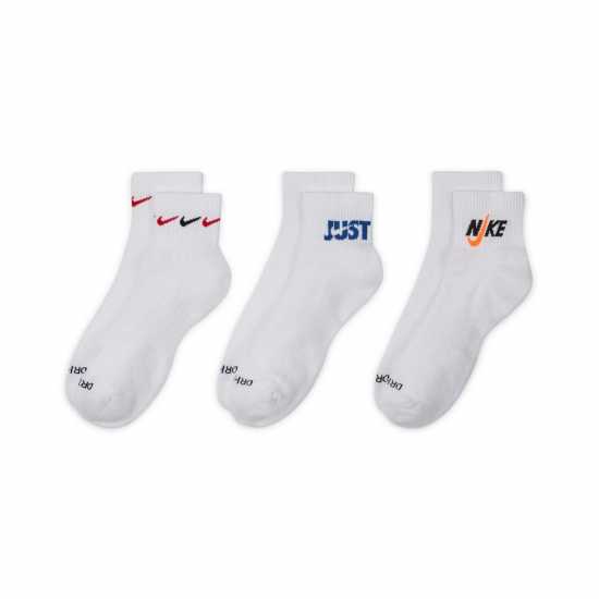 Nike Everyday Plus Cushioned Training Ankle Socks (3 Pairs) Бяло Мъжки чорапи