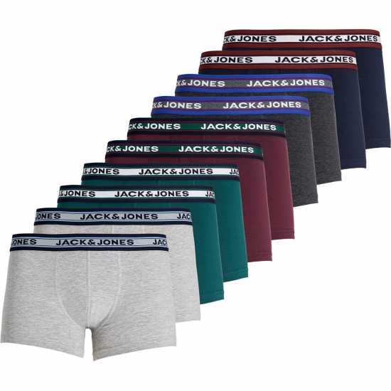 Jack And Jones Solid Mens 10-Pack Boxer Trunks Многоцветно Мъжко бельо